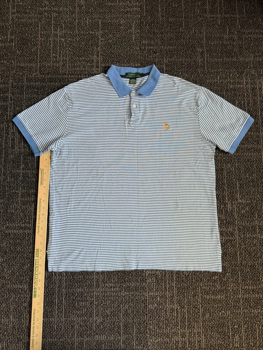 Polo Ralph Lauren Polo Shirt Men White/Blue Stripe 100% Cotton Size Large